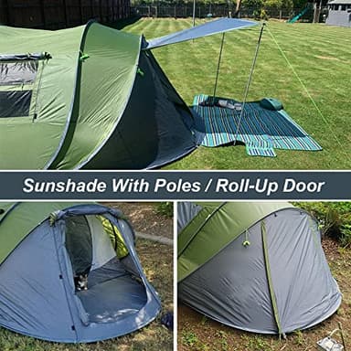 6 Person Easy Pop Up Tents for Camping - AYAMAYA Double Layer Waterproof Instant Tent with Vestibule & Porch, Large Size Family Automatic Setup 4-6 People Hiking (Poles Included) - Image 6