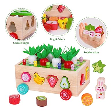 Toddlers Montessori Wooden Educational Toys for Baby Boys Girls Age 1 2 3 Year Old, Shape Sorting Toys 1st One First Birthday Girl Gifts for Kids 1-3, Wood Preschool Learning Fine Motor Skills Game - Image 8