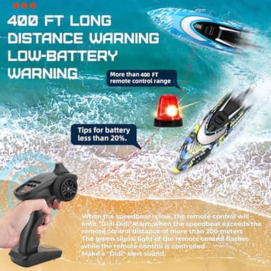 BEZGAR RC Boat, 2 Packs 12 inch Fast Speed RC Boat 30 KPH with A Portable Suitcase for Lakes & Pools & Salt Water, Summer Toys for Adults and Ideal Gifts for Kids Boys Age 6 7 8-12 Years Old - TX2P1 - Image 5