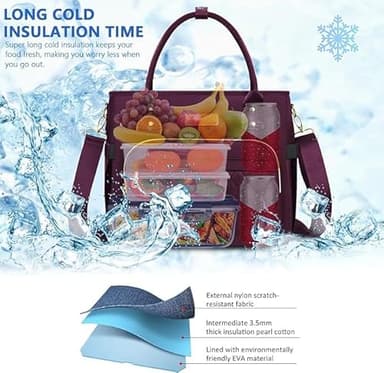 MIYCOO Lunch Bag Lunch Box Women - Leakproof Insulated Lunch Cooler Bag for Women - Large Lunch Tote Bags Adults, Purple - Image 6