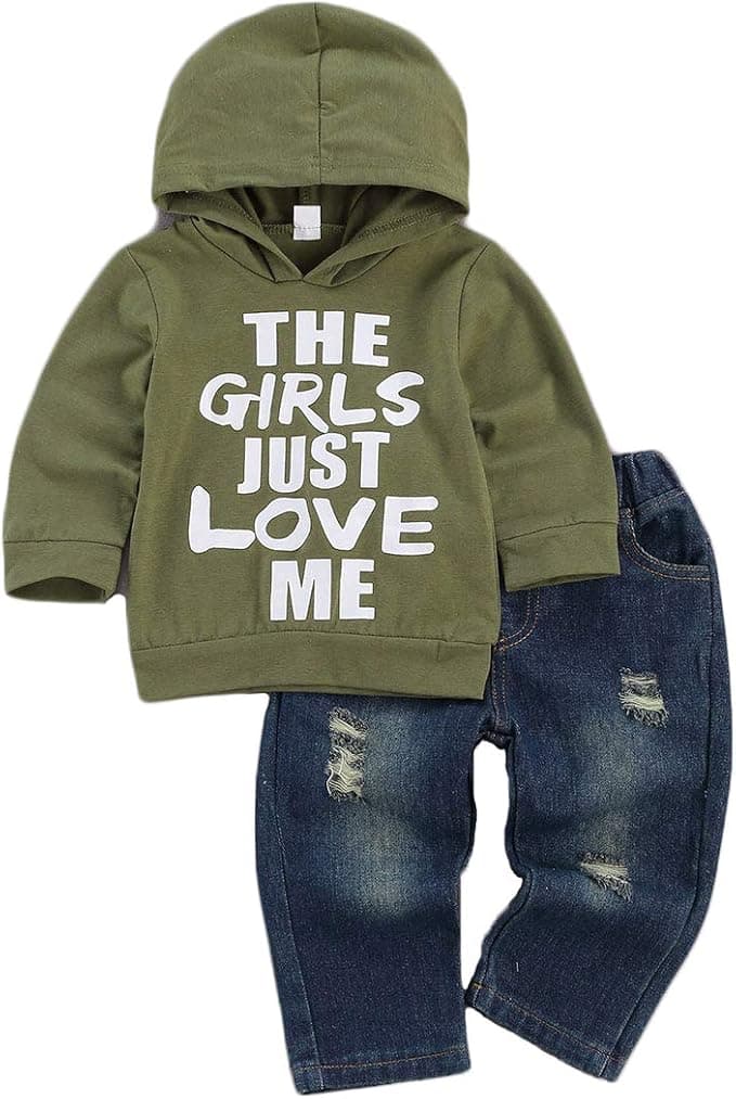 fhutpw Toddler Baby Boy Outfits Hoodie Sweatshirts & Jeans Clothes Set Fall Winter 6 9 12 18 24 Months - Image 1