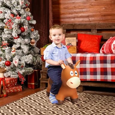 ZOOJOY Bouncy Horse Hopping Toys, Inflatable Animal Horse Toys for Toddlers 1-3, Outdoor Indoor Bounce and Ride On Bouncer for Boys Girls, Birthday Gifts for 18 Months 2 3 4 5 6 Year Old with Pump - Image 2