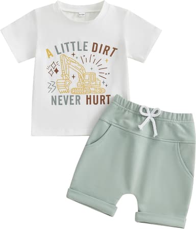 CIYCUIT Baby Boy Summer Clothes Short Sleeve Letter Print Shirt Shorts Set - Image 2