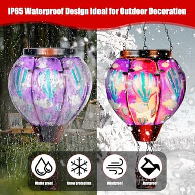 Solar Lantern Outdoor Waterproof, Hanging Lantern for Backyard Porch Patio Lawn Pathway Decor, Yard Decorations, Hot Air Balloon Garden Gifts - Image 5