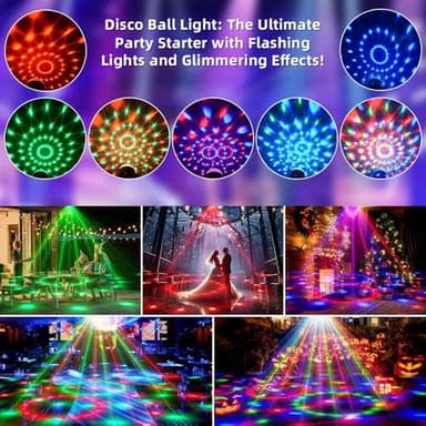 Yiixuyo - 2-Piece Set of Party Lights, Voice Controlled Flash with Remote Control, Disco Ball Lights, Family Room Parties, Wedding Bars, KTV Karaoke/New Year's Eve Halloween Christmas Decorations. - Image 2