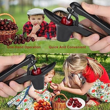 Cherry Pitter Tool, Heavy-Duty Stainless Steel Pitting Tool, Portable Cherries Corer Stoner Seed Tool with Lock Design, Fruit Pit Remover for Cherry Jam(Black) - Image 4