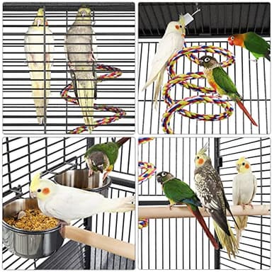 Yaheetech 61-inch Playtop Wrought Iron Large Parrot Bird Cages with Rolling Stand for Cockatiels Amazon Parrot Quaker Conure Parakeet Lovebird Finch Canary Small Medium Parrot Cage Birdcage, Black - Image 4