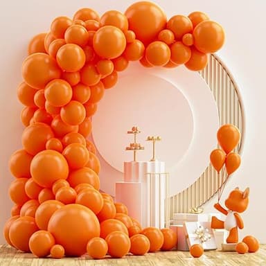 NISOCY Orange Balloon Arch Kit, 102PCS 18In 12In 10In 5In Burnt Orange Latex Balloon Different Sizes for Fall-Themed Parties, Birthday Celebrations, Thanksgiving, and Wedding Decorations - Image 1