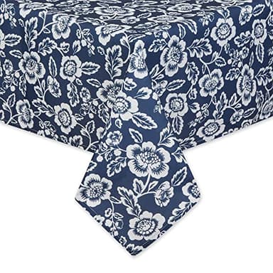 DII Floral Outdoor Zippered Tabletop Collection, Water Resistant, Tablecloth, 60 x 84, Nautical Blue - Image 2