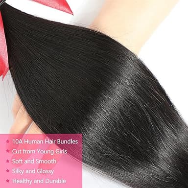 10A Human Hair Bundles 20 22 24 Inch Brazilian Straight Hair 3 Bundles 100% Unprocessed Virgin Raw Remy Human Hair Weave Natural Black - Image 4