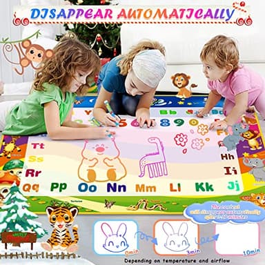 Toddler Toys Water Doodle Mat: 40 X 30 Inch Mess Free Coloring & Drawing Instant Drying Mat - Kids Learning Toys for Girls Age 3-5 Home Educational Activities - Birthday/Christmas Gifts for Girls Boys - Image 2