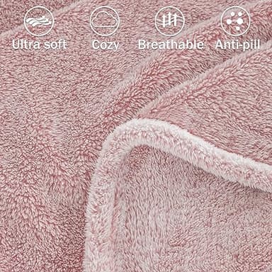 Exclusivo Mezcla Plush Fuzzy Fleece Throw Blanket Extra Large, Super Soft, Fluffy and Warm Blankets for Couch, Bed, Suitable for All Seasons (50x70 Inches, Mixed Dusty Pink) - Image 2