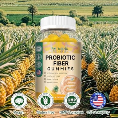 Totaria 9-in-1 Probiotic Fiber Gummies for Adults Teens 16G Fiber per Serving, Psyllium Fiber Supplement with 5 Billion CFU Bacillus Coagulans, Inulin, ACV for Digestion Gut Immunity - 60 Gummies - Image 4