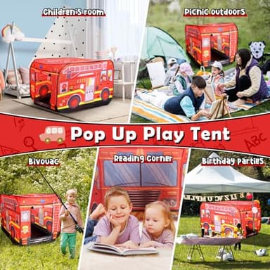 Britik Pop up Play Tent for Kids Aged 1-3 Years Old Boys and Girls : Fire Truck Tent Playhouse Toy Play Tents for Toddlers 3-5 Kids Tent Indoor Outdoor Playhouse Toys for 1 + Year Old, Fire Truck - Image 6