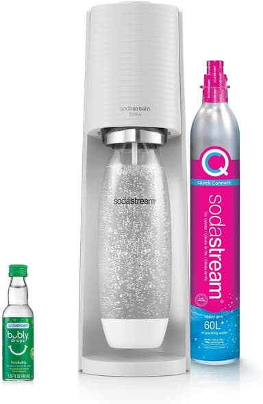 SodaStream Terra Sparkling Water Maker (White) with CO2, DWS Bottle and Bubly Drop - Image 2