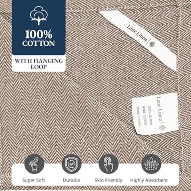 LANE LINEN Kitchen Towels Set - 100% Pure Cotton Dish Towels for Kitchen, Super Absorbent Kitchen Hand Towel, Tea Towels, Soft & Durable Dish Cloths, Pack of 12 – 14”x25”, Beige - Image 8