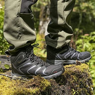 NORTIV 8 Men's Ankle High Waterproof Hiking Boots Outdoor Lightweight Shoes Trekking Trails Armadillo,Size 14W,Black/Dark/Grey,160448_M - Image 7