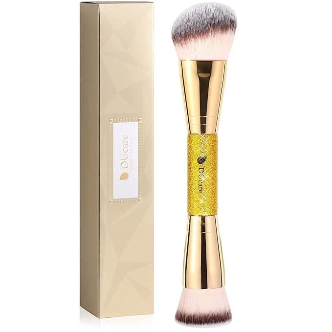 DUcare Foundation Brush Contour Bronzer Makeup Brush Double Ended Self Tanner Brush Sculpting Brush for Blending Liquid Powder Concealer Cream Cosmetics Blush Buffe - Image 1