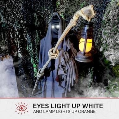 Haunted Hill Farm Motion-Activated 6-Ft. Tall Ghostly Guide, Plug-in Talking Scare Prop Animatronic with Spooky Sound Effects and Lights for Indoor or Covered Outdoor Creepy Halloween Decoration - Image 8