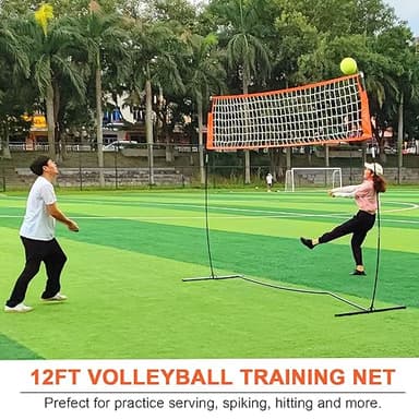 12FT Portable Volleyball Training Net for Hitting or Serving Drills, Outdoor & Indoor Freestanding Volleyball Practice Net with Height Adjustable, Glow in Dark Ball, Carry Bag - Image 7