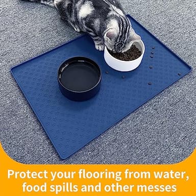 Ptlom Silicone Pet Placemat for Dog and Cat, Waterproof Anti-Slip Pet Feeding Bowl Mats for Food and Water, Small Medium Large Tray Mat Prevent Residues from Spilling to Floor, Navy Blue, 31.5" 23.6" - Image 5