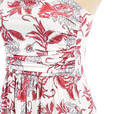 GRACE KARIN Women Strapless Casual Loose Ruched Long Maxi Dress with Pockets Floral Pink - Image 4