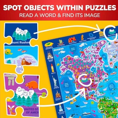 QUOKKA Puzzles for Kids Ages 4-6 - 3 Set 100 Piece Puzzles for Toddlers 3-5 - Learning Map of The United States World Space Puzzle - Educational Games for Kids 6-8 - Toys for 3 Year Old Boys and Girls - Image 4