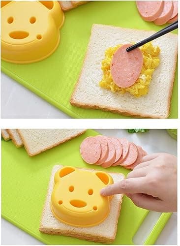 Leking 13 Pcs Wooden Kids Kitchen Knife, Kids Knife Set with Gloves Cutting Board Bear Sandwich Cutter Fruit Vegetable Cutters Serrated Edges Plastic Knifes for Real Cooking Kid Safe Knives - Image 6