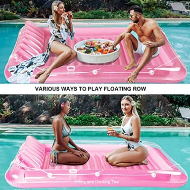 Inflatable Pool Floats Lounger for Adults, Blow Up Tanning Pool Raft Sun Tan Tub with Inflatable Pillow for Family Outdoor, Garden, Backyard Summer Water Party (Pink) - Image 3