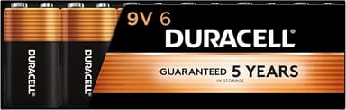 Duracell Coppertop 9V Battery, 6 Count (Pack of 1), 9 Volt with Long-lasting Power, All-Purpose Alkaline 9V Battery for Household and Office Devices - Image 1