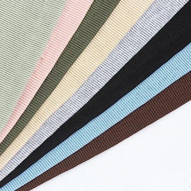 Roselux Women's Summer Scoop Neck Short Sleeve T-Shirts Ribbed Knit Slim Fitted Casual Basic Top White M - Image 7