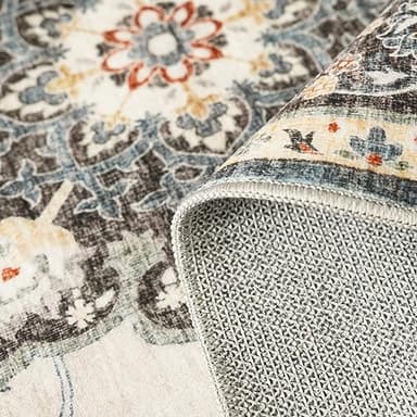 TOPRUUG Washable Oriental Area Rug - 10x14 Rugs for Living Room Soft Carpet for Bedroom Waterproof Floral Distressed Indoor Stain Resistant Non-Shedding Floor Carpets (Blue, 10X14) - Image 6