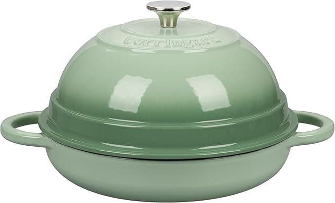 Cast Iron Enameled Dutch Oven Pot with Lid for Bread Baking, Bread Oven, 6 Quart, Green - Image 1
