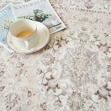 2x6 Hallway Washable Runner Rug : Vintage Soft Kitchen Laundry Runner with Non Slip Backing Farmhouse Entryway Living Room Floor Mat Stain Resistant Carpet for Bedroom Bathroom Distressed Beside Rug - Image 3