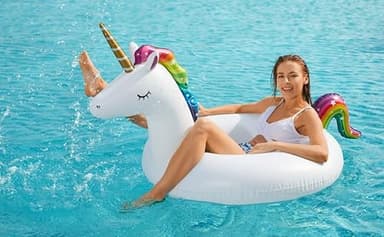 Inflatable Unicorn Flamingo Pool Floats - Jasonwell 2 Pack Pool Floaties Inflatables Rafts for Swimming Pool Tubes for Floating Lake Beach Floaty Swim Rings Pool Party Toys for Adults Kids - Image 9