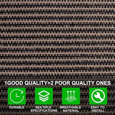 Shatex 90% Sun Shades for Patios 10x 20ft Shade Fabric Sun Shade Cloth Taped Edge with Grommets Sun-Block Mesh Shade for Pergola Cover Canopy Mocha, 12 Bungee Balls - Image 3