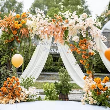 Xiomot Wedding Arch Draping Fabric 1 Panel 28.7" x 20FT Ivory Sheer Chiffon Backdrop Drapes for Wedding Ceremony Birthday Party Bridal Shower Outdoor Decoration - Image 2