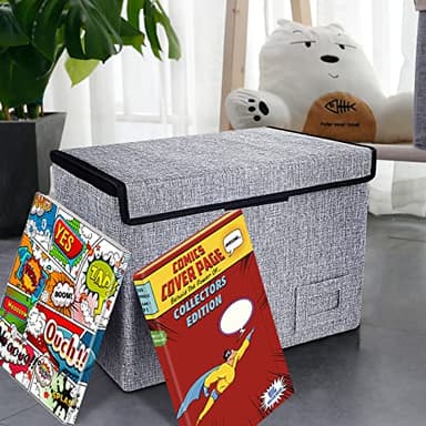 Leffis Comic Book Storage, Box 15.5" X 7.5" X 11.3", Collapsible Comic Short Box with Lids Holds 150 Comics Heavy Duty Comic Book Bin Container (1 pack, grey) - Image 7