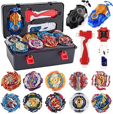 Bey Battle Burst Gyro Blade Toy Set Great Present for Kids Children Boys Ages 6 8 10 12+ Metal Fusion Attack Top Battling Game 10 Spinning Tops 2 Two-Way Launcher 2 Handles - Image 3