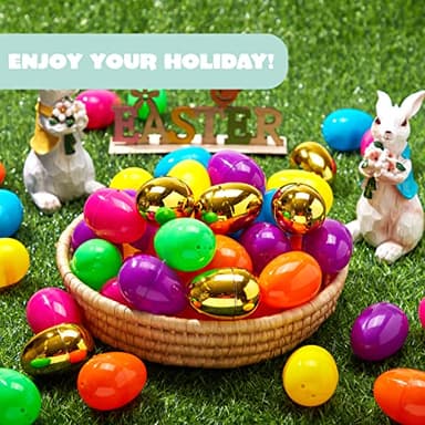 JOYIN 200PCS Easter Eggs, Empty 2.3" 194PCS Colorful with 6PCS Golden Eggs Bulk Plastic Fillable for Easter Hunt Party Favor Basket Stuffers Filler Classroom Prize Supplies Decor - Image 5