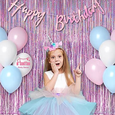 Pink Tinsel Curtain Party Backdrop - GREATRIL Foil Fringe Curtain Lilac Pink Party Streamers for Birthday Girl Princess Bachelorette Euphoria Taylor Themed Party Decorations - 2 Packs - Image 2