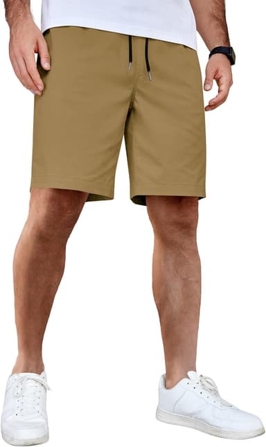 COOFANDY Men's Casual Shorts Cotton Elastic Waist Drawstring Shorts Lightweight Summer Beach Shorts - Image 2