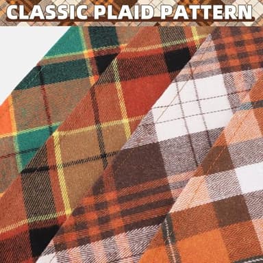 KOOLTAIL Thanksgiving Fall Dog Bandanas 4 Pack - Soft Breathable Washable Plaid Pet Scarf Bibs Kerchief, Dog Autumn Costume, Holiday Triangle Towel for Girl Boy Small Medium Large Dogs Cats, Orange L - Image 3