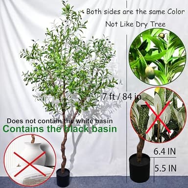 Niwellveb Faux Olive Tree Fake Tree Artificial Indoor 7 Feet (84 inches) Realistic Potted Silk Indoor Large Fruit for Home Offices, Living Rooms, Bedrooms, Stairs and Foyer Decor - Image 2