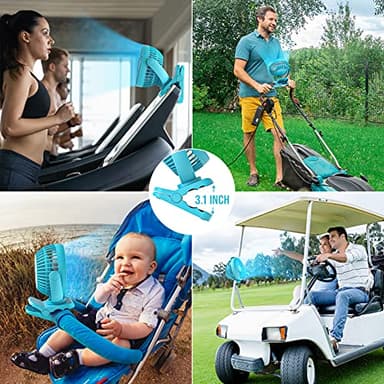 BLBS Clip on Fan 65Hrs Camping Fan with LED Light, 12000mAh Battery Operated Fans & PortableFan Rechargeable, Small Desk Fans USB TravelFan for Tent Camping Golf Stroller, Blue - Image 7
