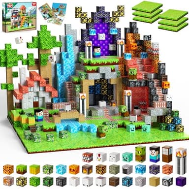 200PCS Magnetic Blocks - Magnet Blocks with 6 Baseplate,Magnetic Building Blocks for Kid Ages 3 4 5 6 7 8, Stacking Magnets for 3-8 Kids, Birthday Gifts for 3-10 Year Old Boys Girls, STEM Learning Toy - Image 1