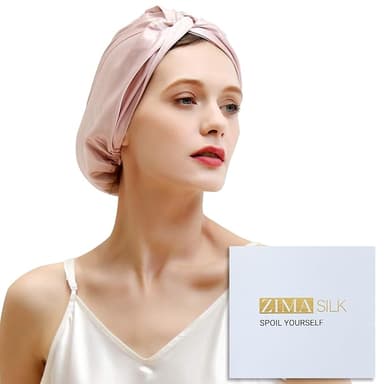 ZIMASILK 22 Momme 100% Mulberry Silk Bonnet for Sleeping & Women Hair Care, Highest Grade 6A Silk Hair wrap for Sleeping with Premium Elastic Stay On Head (1Pc, Pink - Image 1