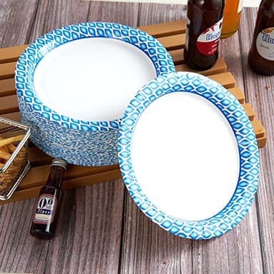 MUCHII 8.375 Inch Disposable Paper Plates, 300 Count Soak and Cut Proof Printed Paper Plates for Daily Use, Holiday for Family Gatherings, Parties, Picnic - Image 6