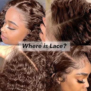 ghotool 200% Density Mongolian Curly Lace Front Wigs Human Hair 13x6 Auburn Brown HD Transparent Lace Front Wigs Human Hair for Women With Baby Hair Chocolate Deep Curly Lace Front Wigs - Image 3