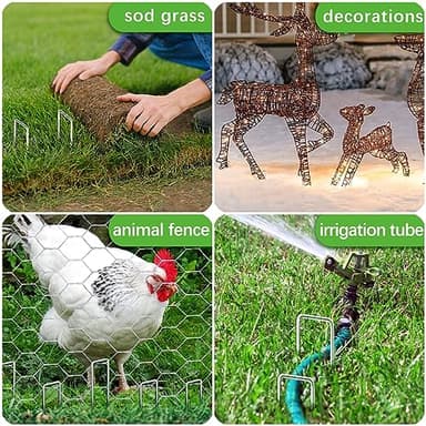HOUYA 50 Pack Landscape Staples 4 Inch 12 Gauge Garden Stakes Galvanized Garden Staples Pins Anti-Rust Ground Stakes for Weed Barrier, Irrigation Tubing, Yard Lawn, Landscape Fabric - Image 6